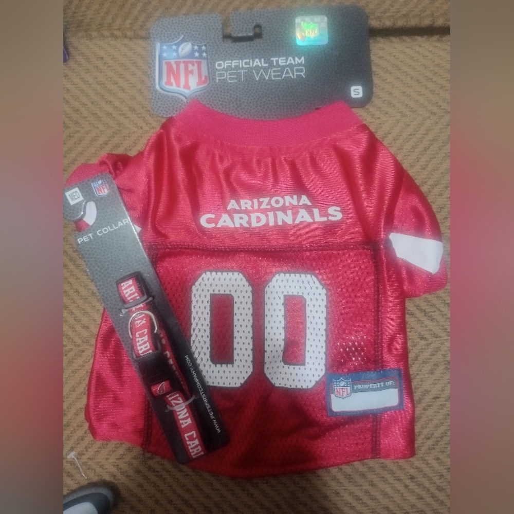 Arizona Cardinals Dog Jersey Size Small and Collar